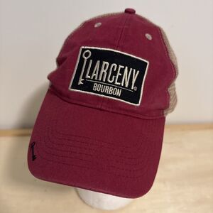 Larceny Bourbon Trucker Hat Red Tan Mesh Baseball Cap Snap back Adjustable Size